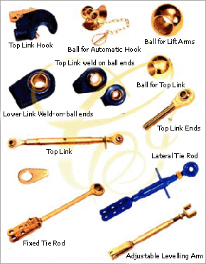 Top Link Hook, Ball For automatic Hook, Ball For Lift Arms, Top Linnk weld on ball ends, Ball for Top Link, Lower Link Weld-on-ball ends, Top Link Ends, Top Link, Lateral Tie Rod, Fixed Tie Rod, Adjustable Leveling Arm
